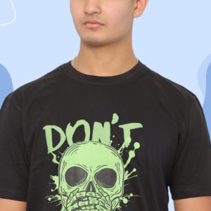 ARRKALAS graphic featuring a neon green skull with skeletal hands silencing it, set against bold splatter art and the phrase “DON’T TALK” — a bold statement of rebellion and restraint